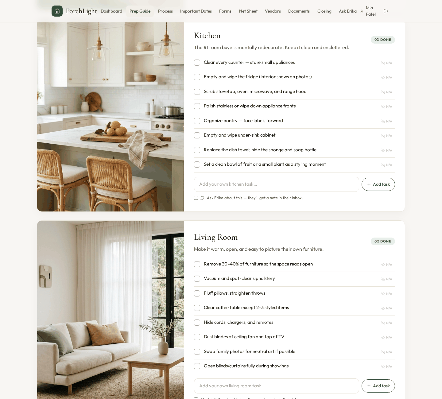 Room-by-room prep — Kitchen