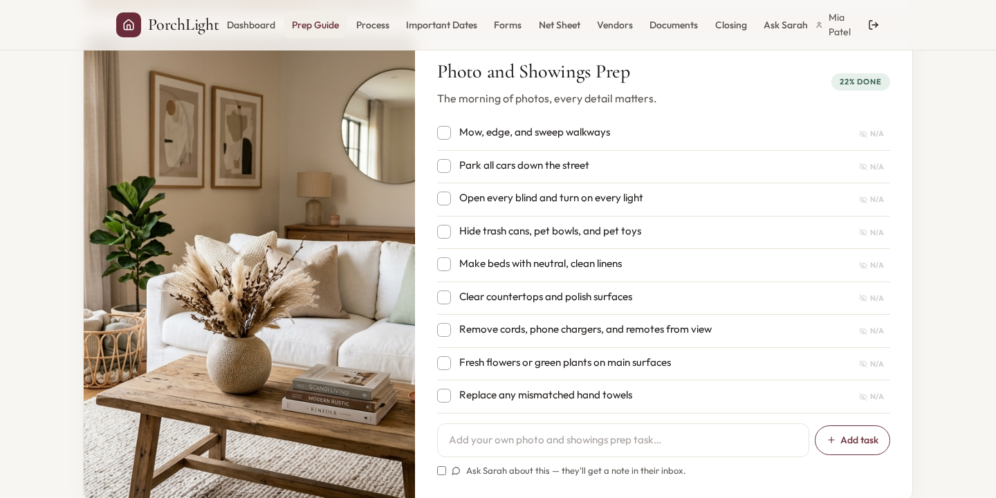 Room-by-room prep — Photo prep
