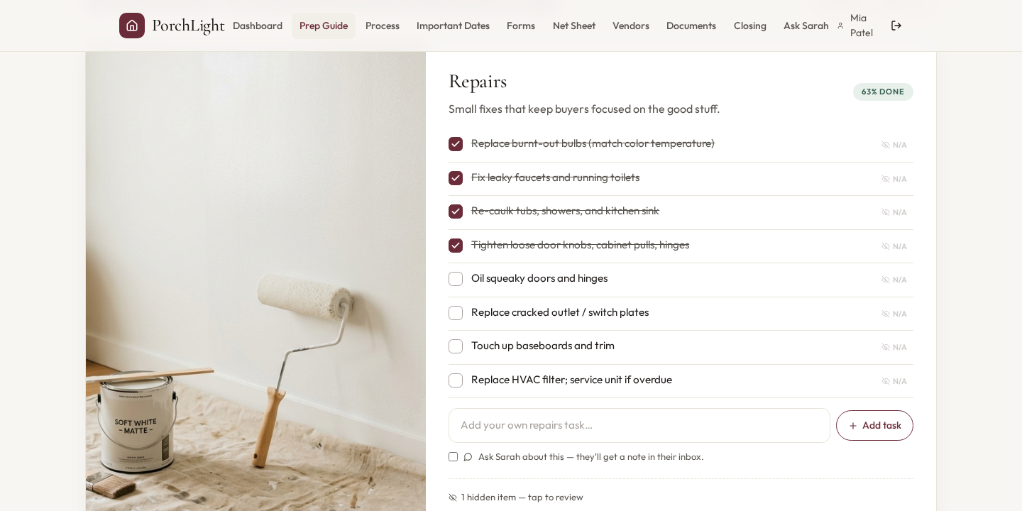 Room-by-room prep — Repairs
